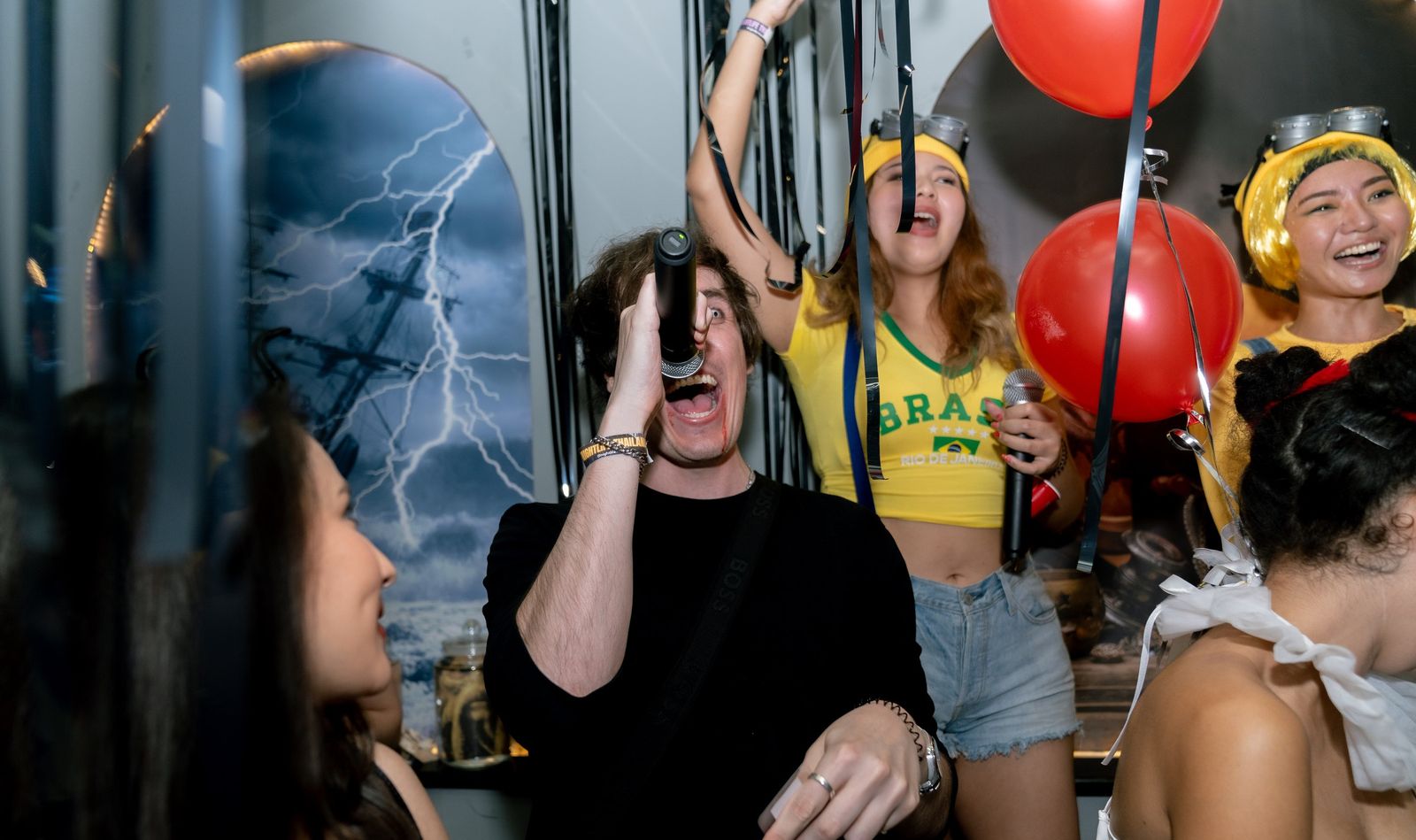 Guests playing Trick or Drink at the Halloween Crawl